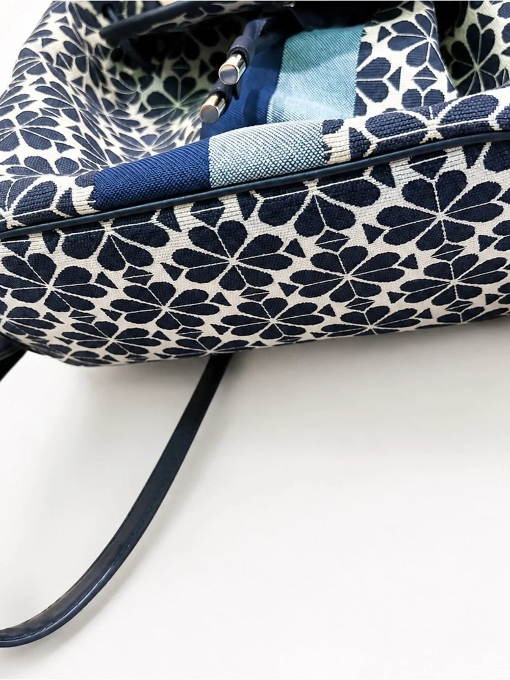 kate spade Navy Floral Stripe Drawstring Backpack